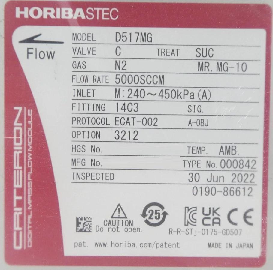 Horiba STEC D517MG Mass Flow Controller MFC 5000 SCCM O2 AMAT 0190-86612 New