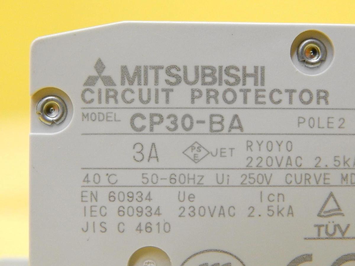 Used Mitsubishi CP30-BA Circuit Protector 2-Pole 3A Reseller Lot of 6 Used Working