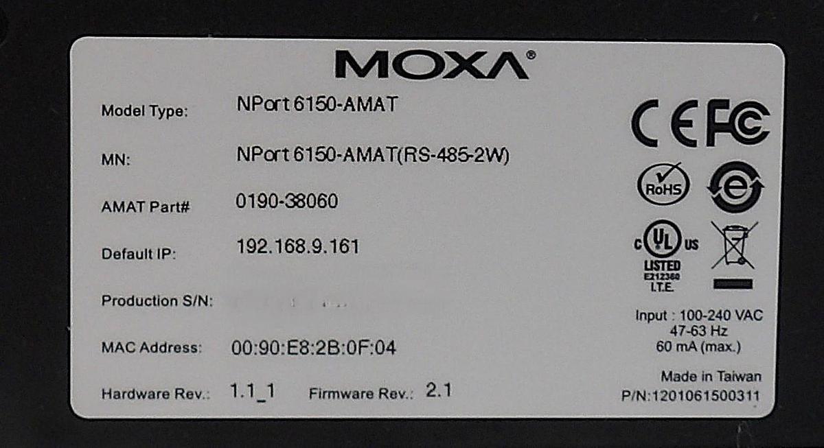Used Moxa NPort 6150-AMAT Secure Device Server AMAT Reseller Lot of 4 New Surplus
