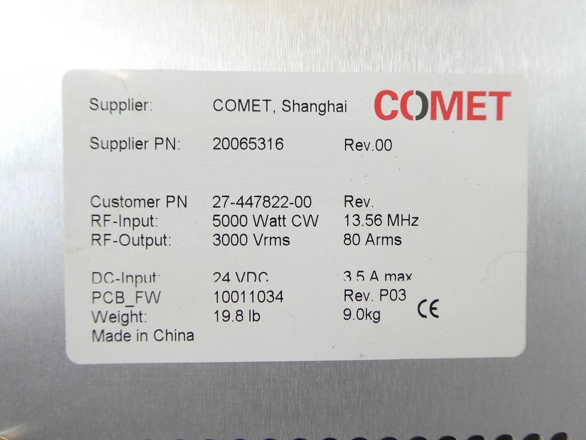 Used Comet Technologies 20065316 RF Match Novellus Systems 27-447822-00 Working