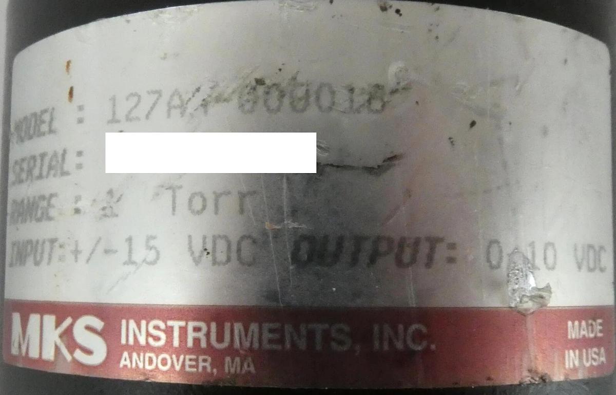 Used MKS Instruments 127AA-00001B Baratron Transducer Type 127 Tested Working