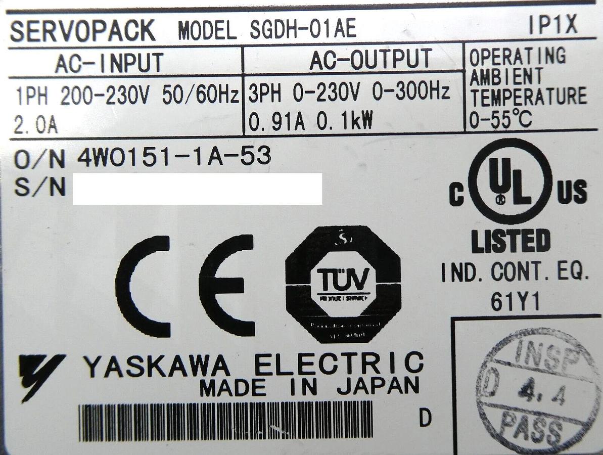 Used Yaskawa Electric SGDH-01AE Servo Drive SERVOPACK JUSP-NS100 Lot of 5 Working