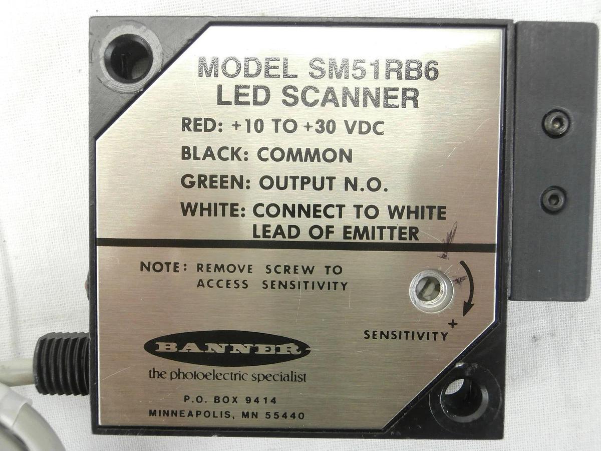 Used Banner SM51RB6 LED Scanner R/H Receiver KLA Instruments 750-657650-02 2132 Used