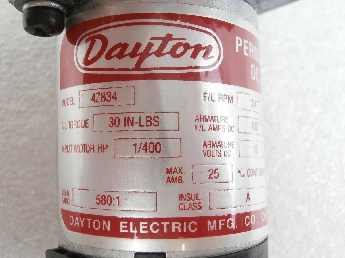 Used Dayton 4Z834 Permanent Magnet DC Gearmotor Loader Assembly Veeco 1201 Working