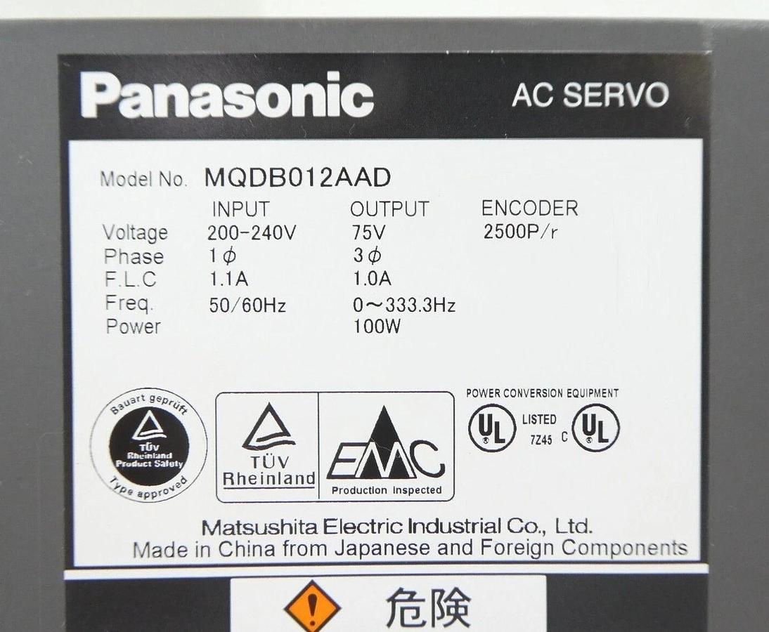 Used Panasonic MQDB012AAD AC Servo Driver AMAT 0190-15550 Working Surplus