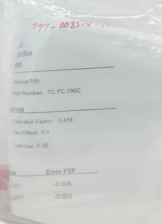 Aera TC FC-790C Mass Flow Controller MFC 200 SCCM CF4 Lam 797-008514-507 New