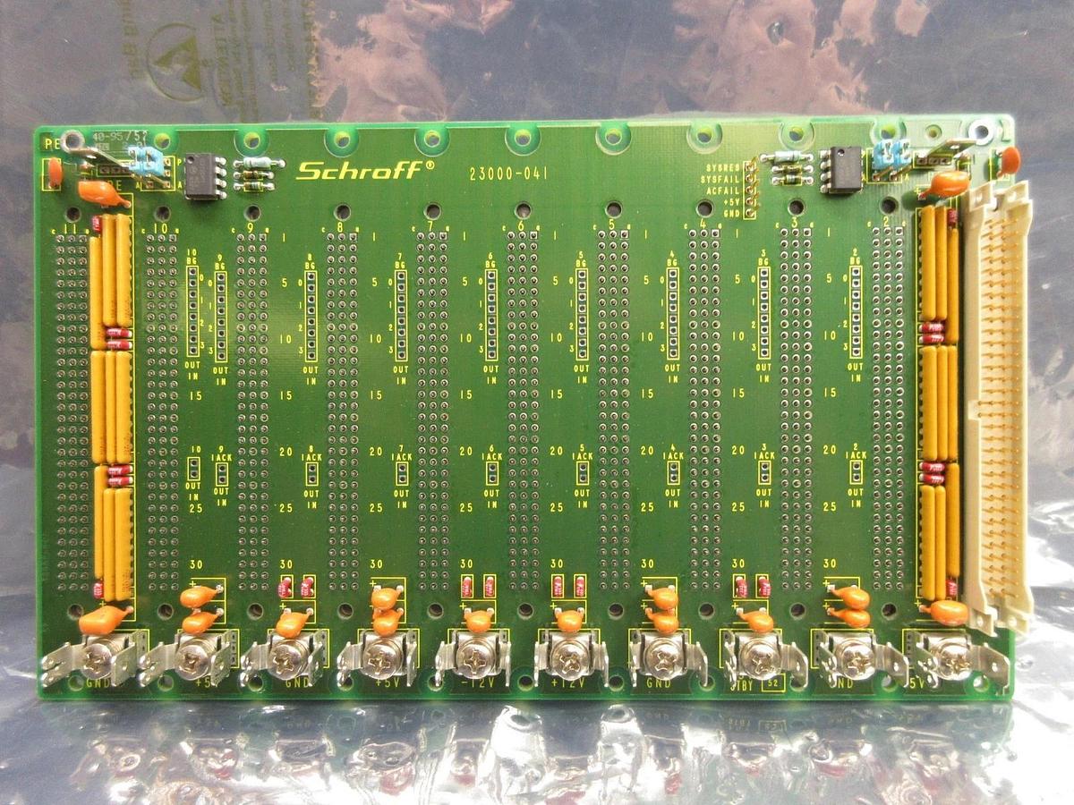 Used Schroff 23000-041 11 Slot Backplane Board PCB Bio-Rad Quaestor Q7 Overlay Used