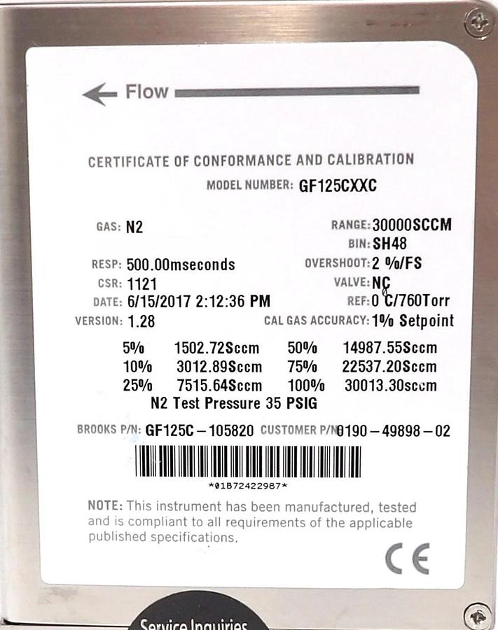 Used Brooks GF125C Mass Flow Controller MFC GF125C-105820 GF125C-101933 Lot of 9