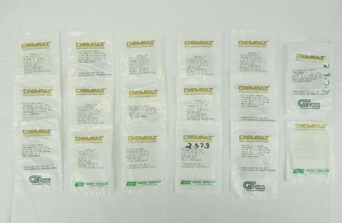 Used Greene Tweed 9123-SD570 Chemraz O-Ring AS-568A-123 CPD 570 Lot of 17 New Surplus