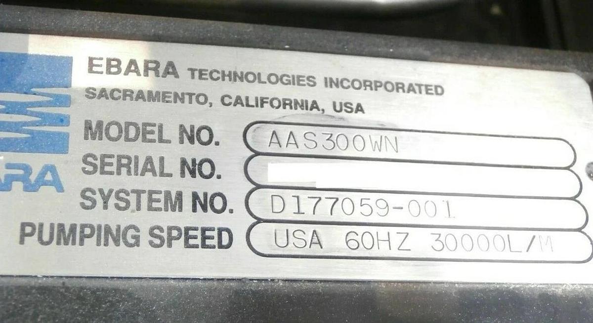 Used Ebara AAS300WN Dry Vacuum Pump AAS Series with Interface 210451B OEM Refurbished