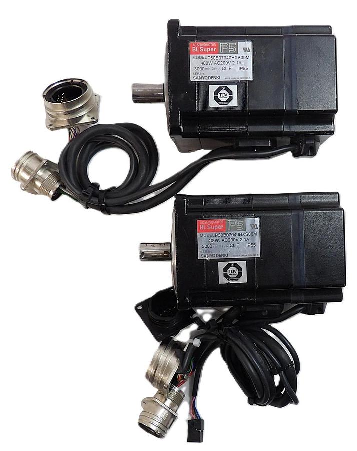Used Sanyo Denki P50B07040HXS00M AC Servo Motor BL Super P5 Lot of 2 Working