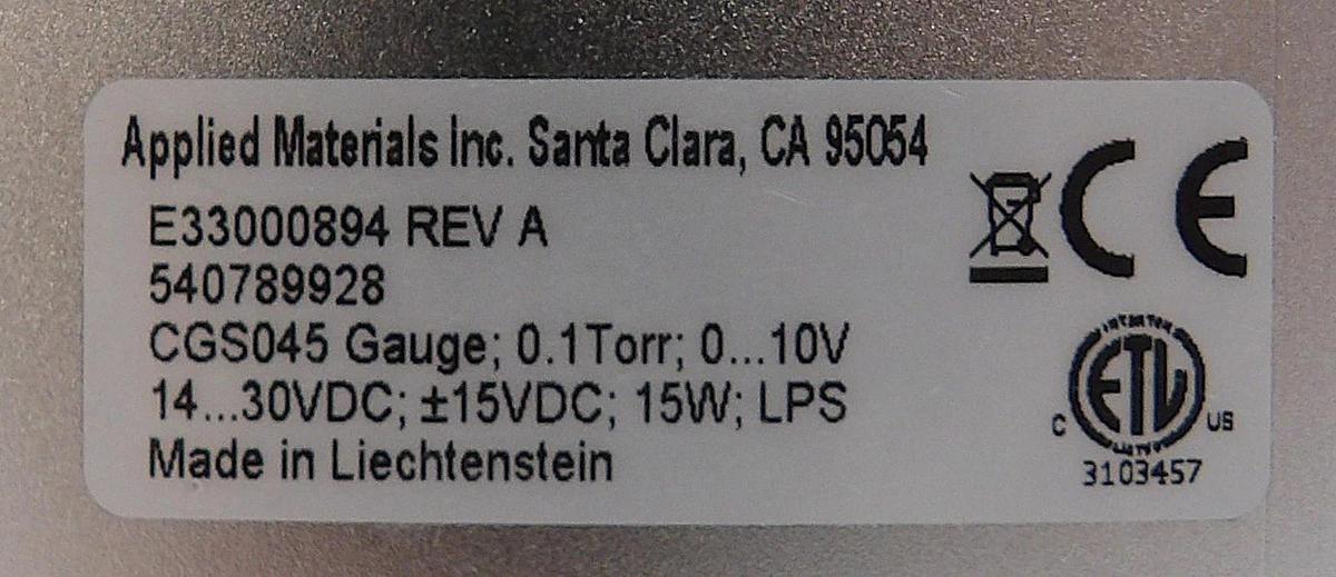 Used AMAT Applied Materials E33000894 Capacitance Diaphragm Gauge CGS045 Working