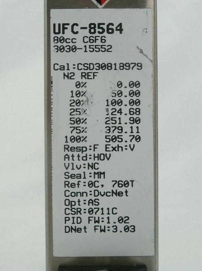 Used Celerity UFC-8564 Mass Flow Controller MFC UNIT AMAT 3030-15552 80cc C6F6 Spare