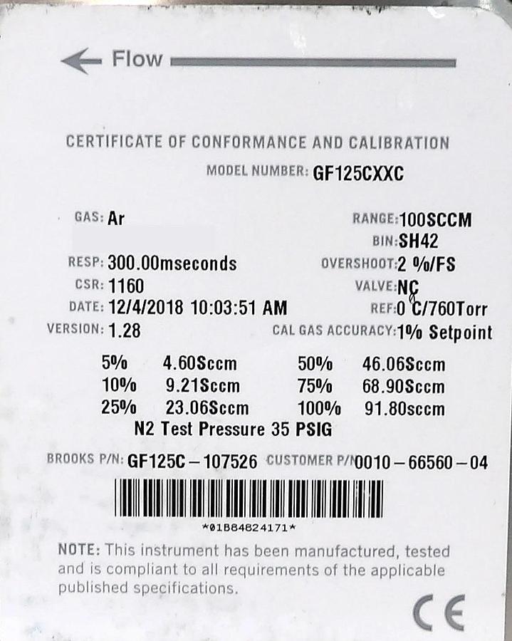 Used Brooks Instrument GF125CXXC Mass Flow Controller MFC GF125C-910556 Lot of 10