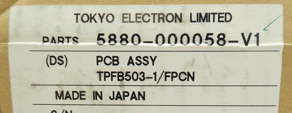 TEL Tokyo Electron 5880-000058-V1 Interface PCB TPFB503-1/FPCN New Surplus