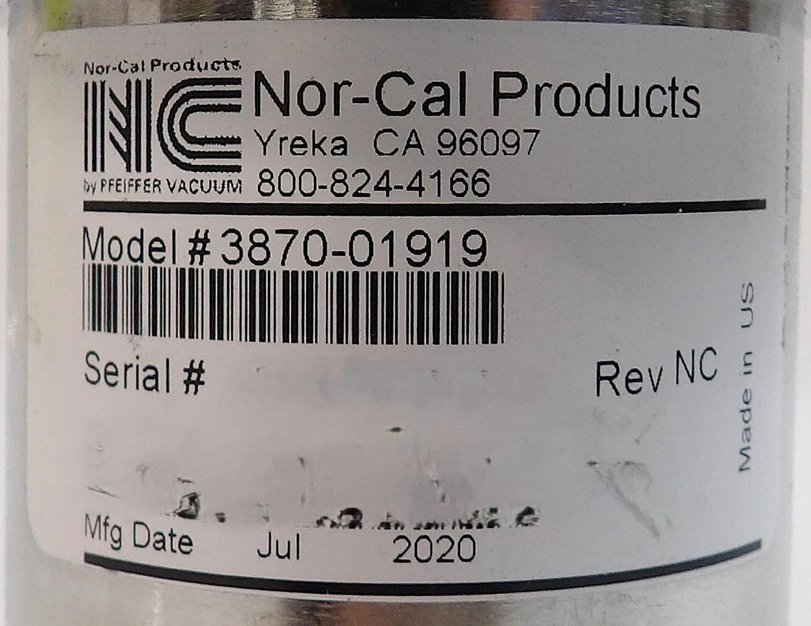 Used Nor-Cal Products 3870-01919 Pneumatic Angle Valve NW40 AMAT Working Surplus