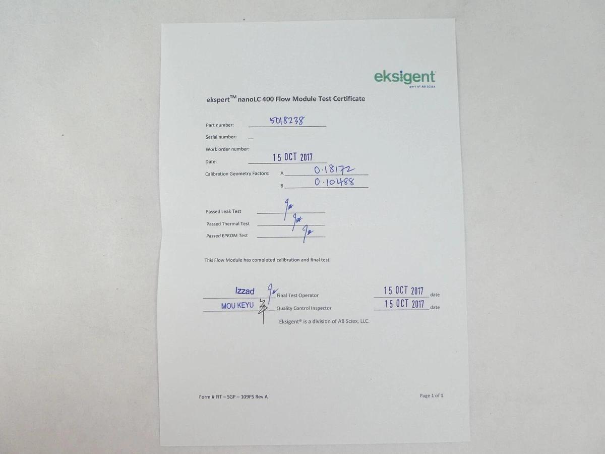 Eksigent 5018238 High Micro Gradient Flow Module Quattro Kit Ekspert nanoLC New