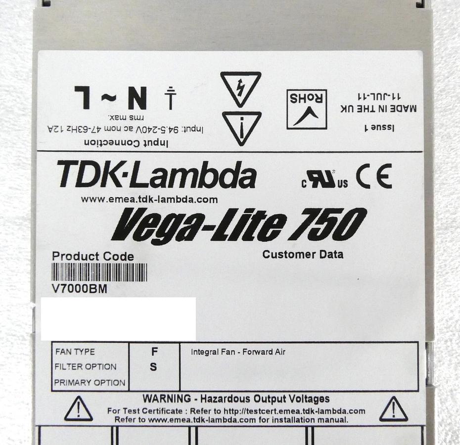 Used TDK-Lambda V7000BM Power Supply Vega-Lite 750 Sciex Working Surplus