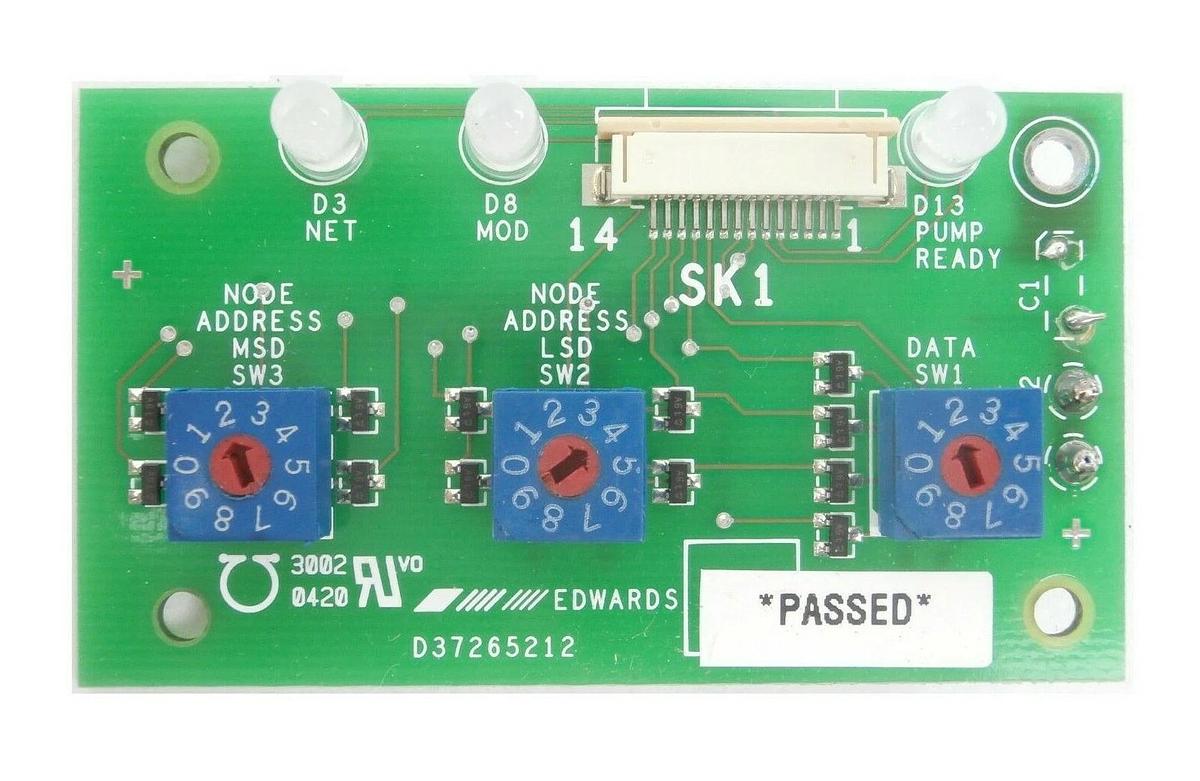 Used Edwards D37265212 Node Address Board PCB im Interface Working Surplus