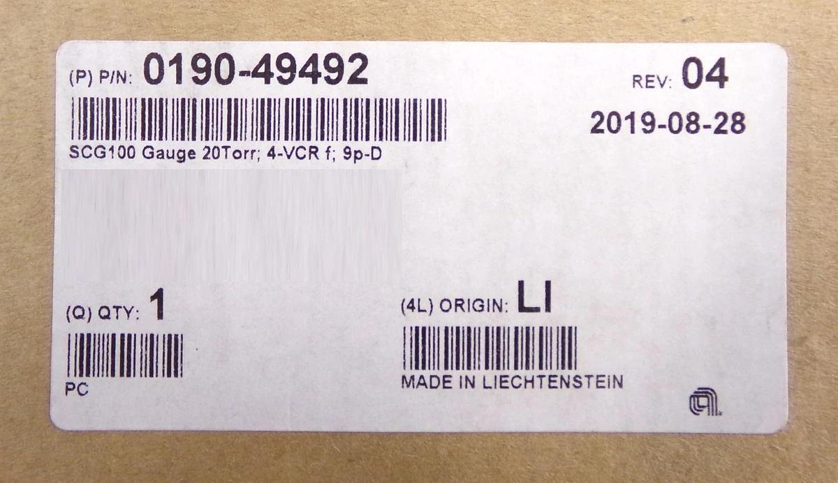AMAT Applied Materials 0190-49492 Pressure Gauge SCG100 20 Torr New Surplus