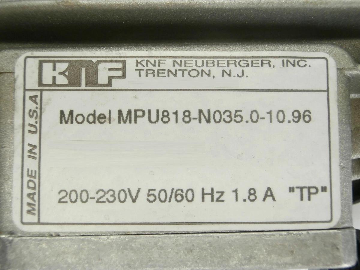 Used KNF Neuberger MPU818-N035.0-10.96 Diaphragm Vacuum Pump Matheson Tested Working