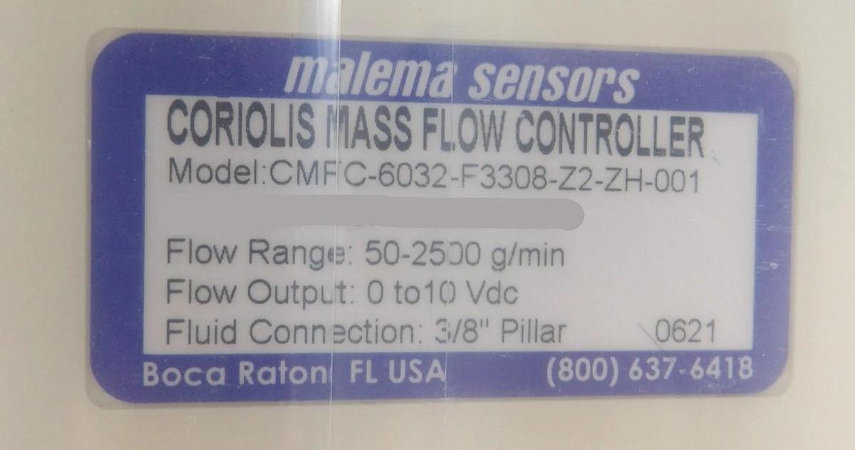 Melema Sensors CMFC-6032-F3308-Z2-ZH-001 Coriolis Mass Flow Controller MFC New
