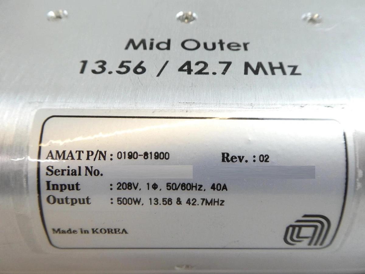 Used AMAT Applied Materials 0190-81900 RF Filter Mid Outer 500W @ 13.56/42.7MHz Spare