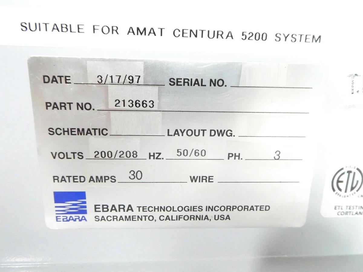 Used Ebara Technologies 213663 Pump Control Interface Module AMAT P5000 Working