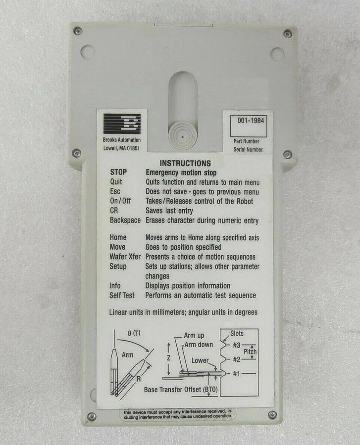 Used Brooks 001-1984 Robot Teach Pendant Controller Novellus 27-10354-00 Untested