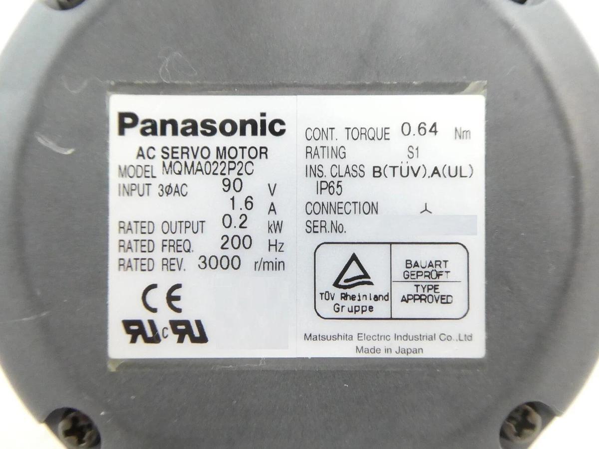 Used Panasonic MQMA022P2C AC Servo Motor CP-25A-33-J299A-SP Lot of 2 Working Surplus