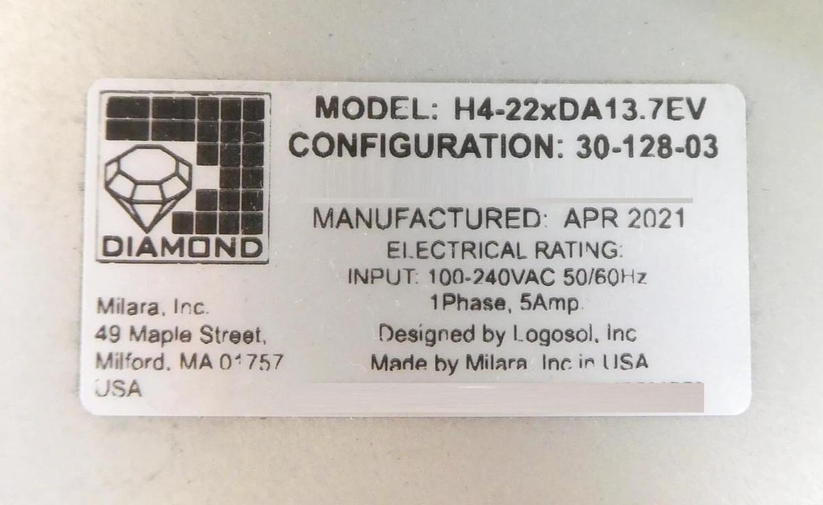Milara H4-22xDA13.7EV 300mm Diamond H4 Series Atmospheric Robot 30-128-03 New