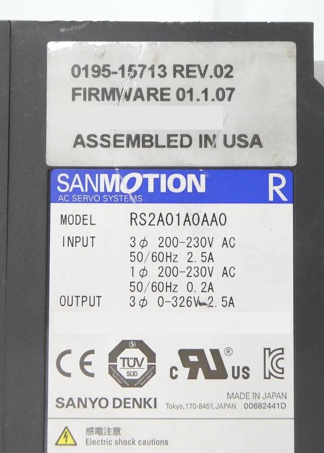 Used Sanyo Denki RS2A01A0AA0 AC Servo Amplifier SANMOTION R AMAT Working Surplus