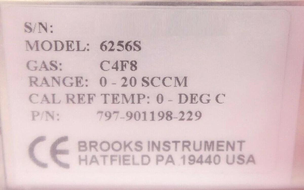 Brooks 6256S Mass Flow Controller MFC 0-20 SCCM C4F8 Lam 797-901198-229 New