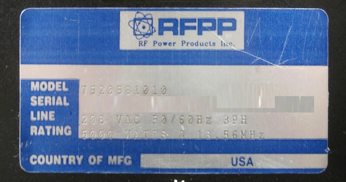 Used RF-50S RFPP 7520581010 5000W RF Generator Cart AE 3150013-000 Tested Working