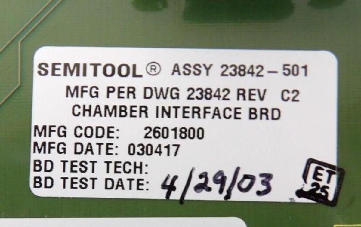 Semitool 23842-501 Chamber Interface I/O Control Board PCB New Surplus