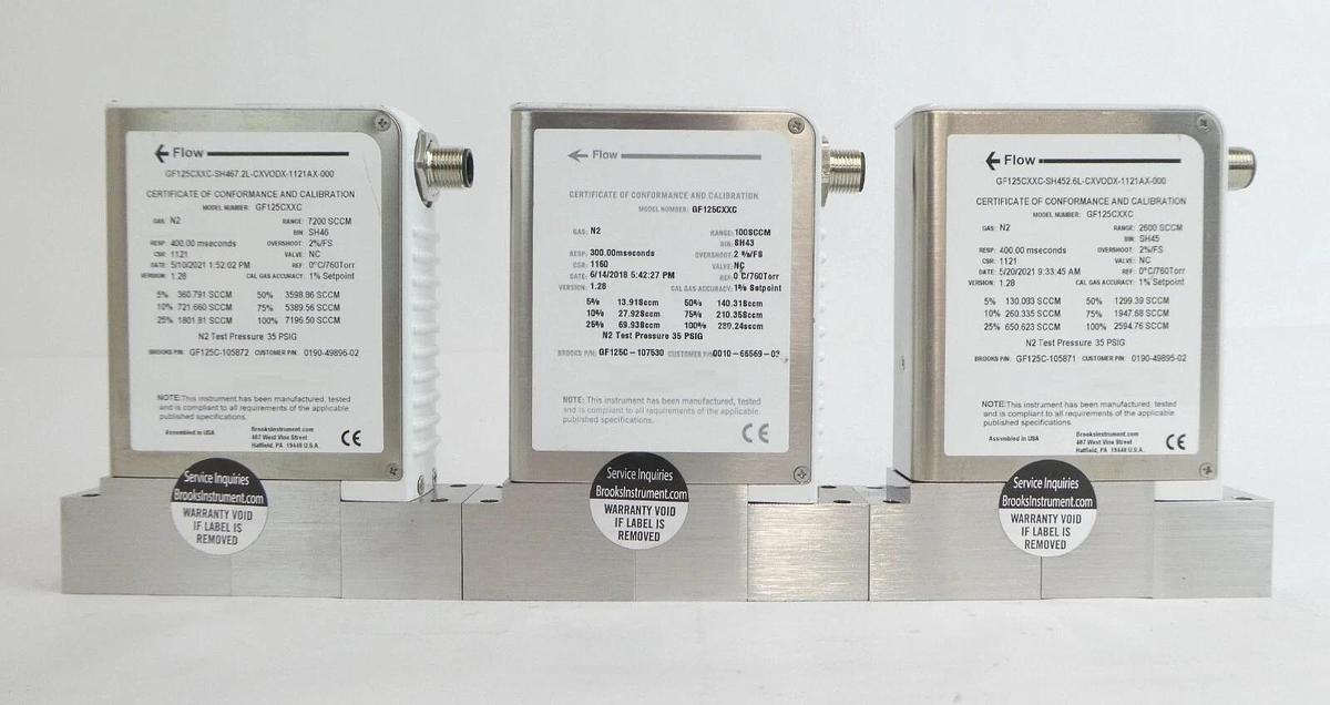 Used Brooks Instrument GF125CXXC Mass Flow Controller MFC Lot of 9 Working Spare
