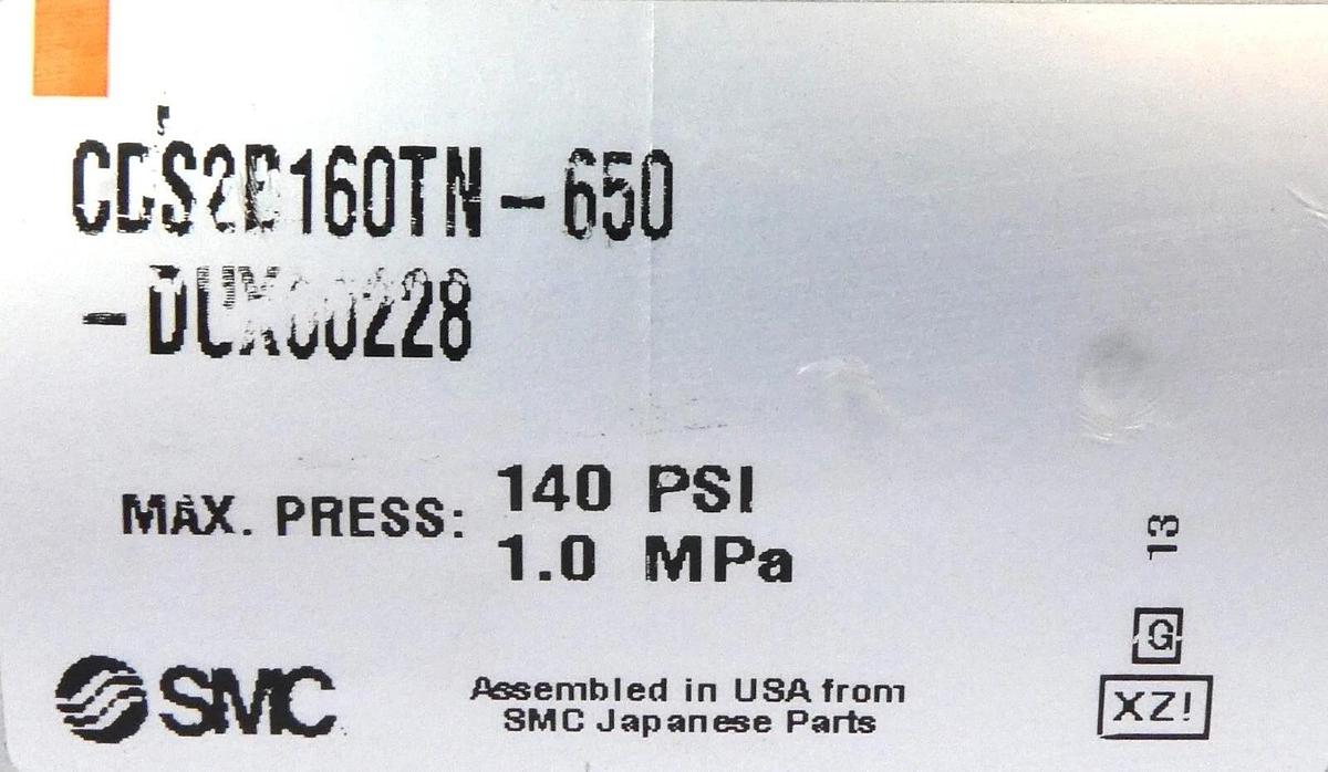 Used SMC CDS2b160TN-650-DUX00228 Tie Rod Pneumatic Air Cylinder Cs2 Working Surplus