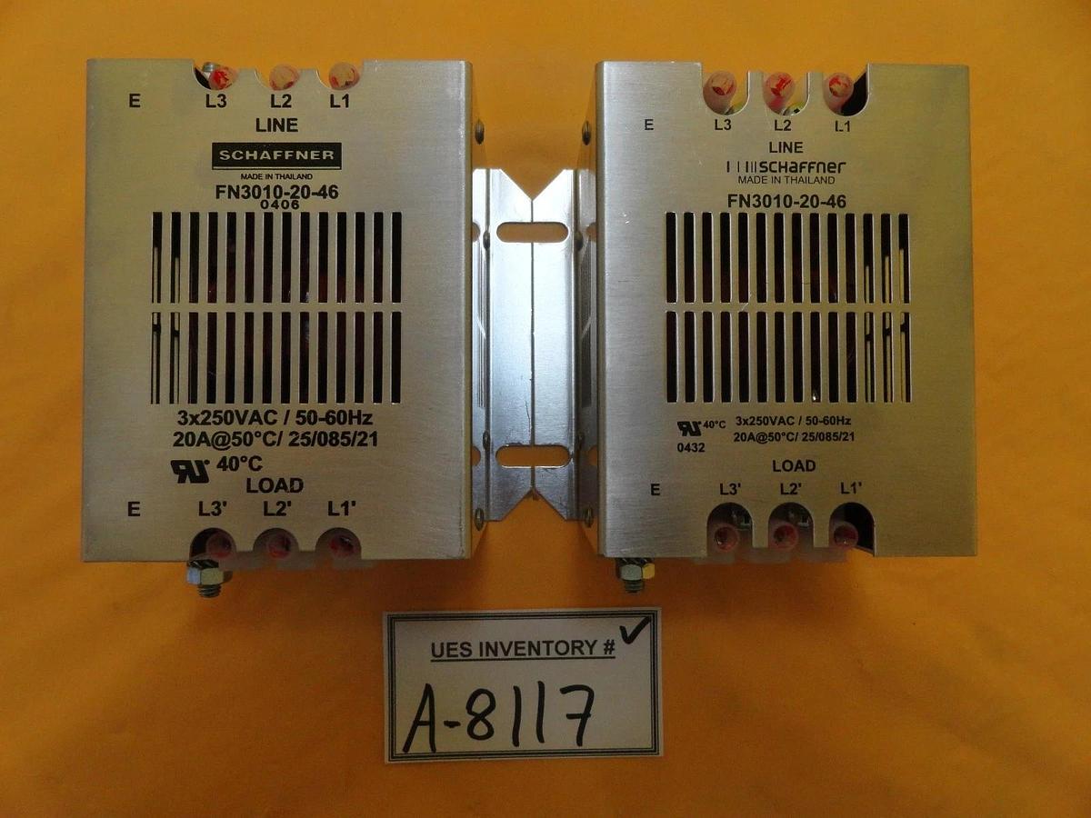 Used Schaffner FN3010-20-46 Three Phase Filter Module Lot of 2 TEL Lithius Used