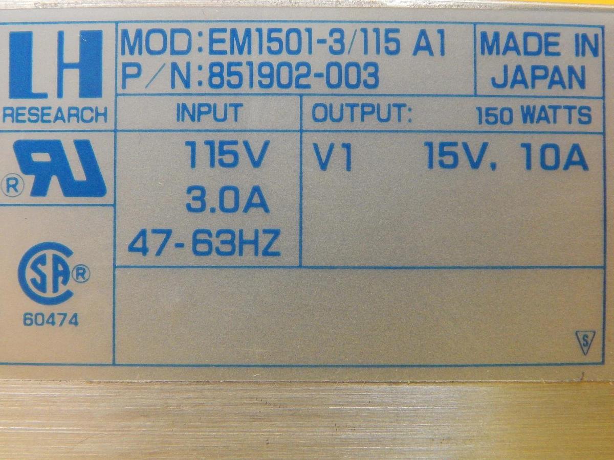 Used LH Research 851902-003 Power Supply EM1501-3/115 A1 Reseller Lot of 2 Used