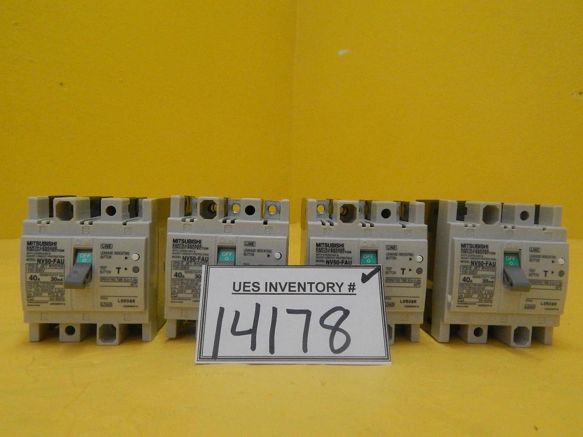 Used Mitsubishi NV50-FAU 40A No-Fuse Circuit Breaker Reseller Lot of 4 Used Working