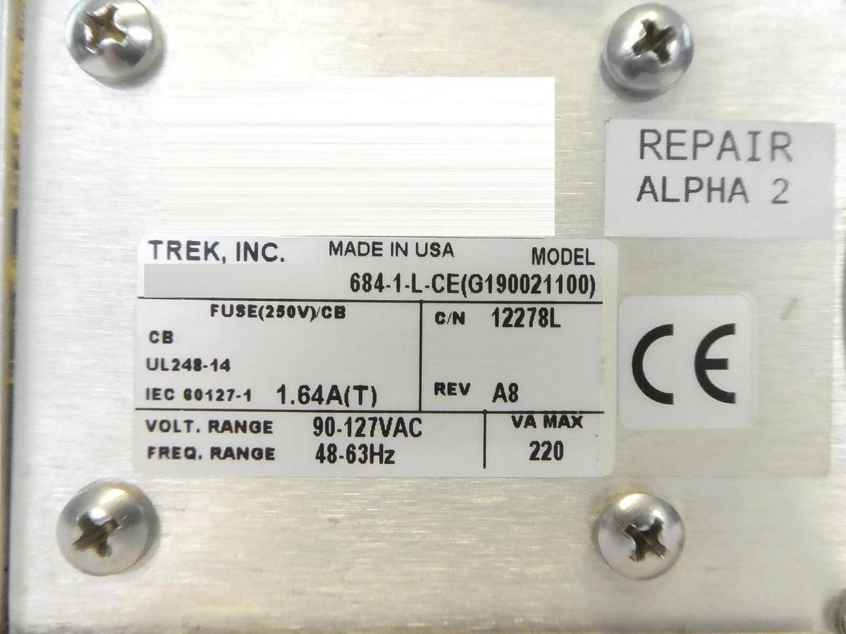 Used Trek 684-1-L-CE ESC Electrostatic Chuck Power Supply G19-00211-00 Untested Spare