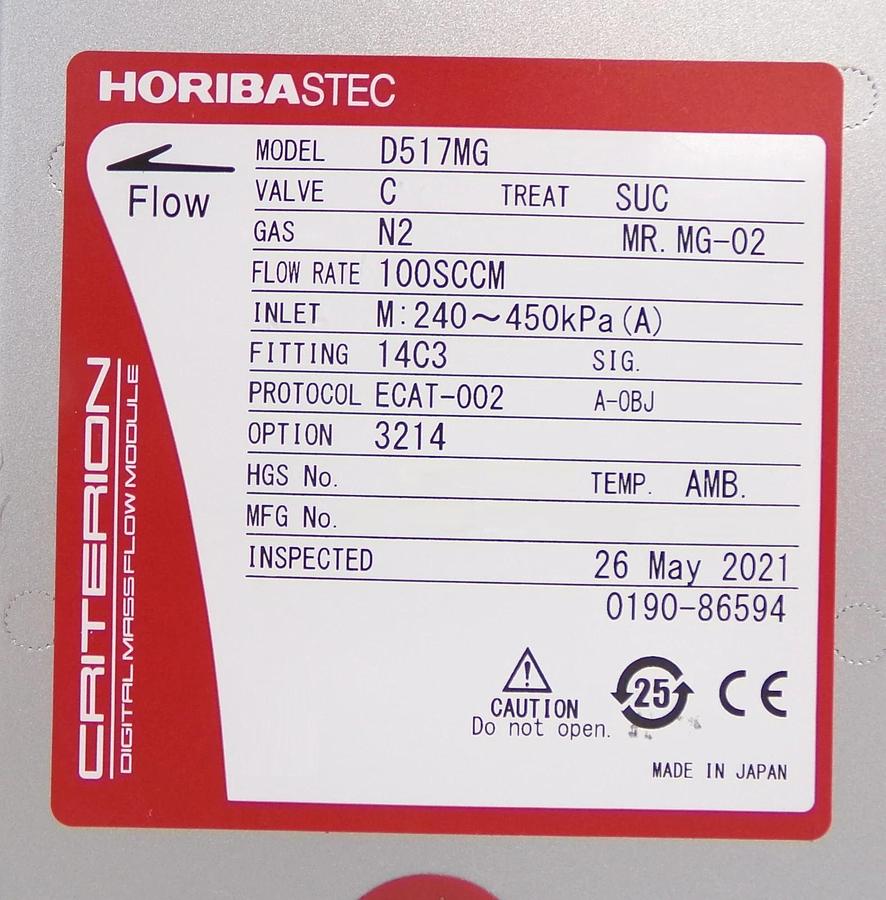 Used Horiba STEC D517MG Mass Flow Controller MFC CRITERION D500 Working
