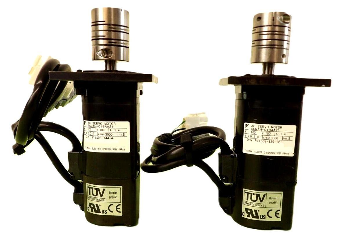 Used Yaskawa Electric SGMAH-01BAA21 AC Servo Motor Reseller Lot of 2 Working Surplus