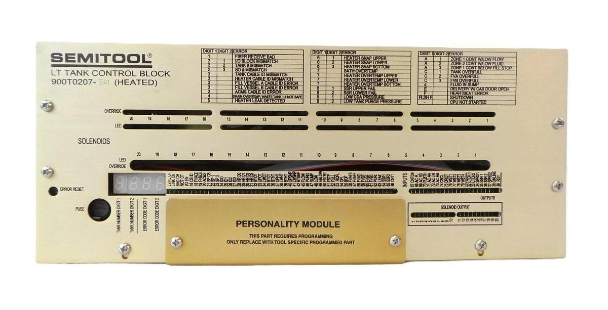 Semitool 900T0207-501 LT Tank Control Block Module 900T0207 New Surplus