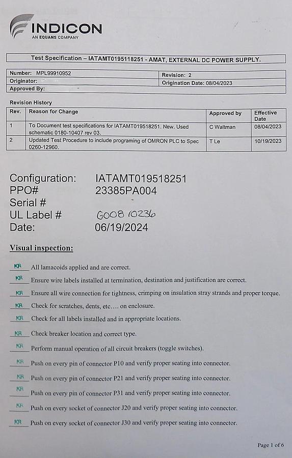 Refurbished AMAT Applied Materials 0195-18251 External DC Power Supply Refurbished
