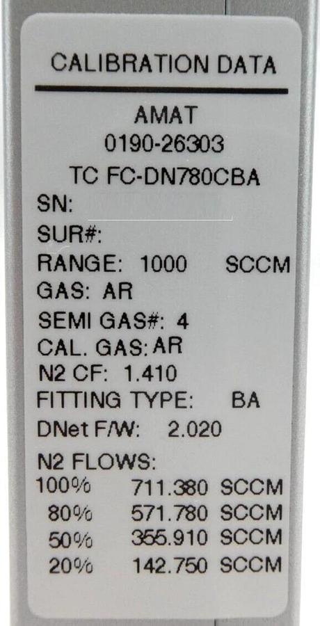 Used Aera FC-DN780C-BA Mass Flow Controller MFC Lot of 8 AMAT 3030-13996 0190-26303
