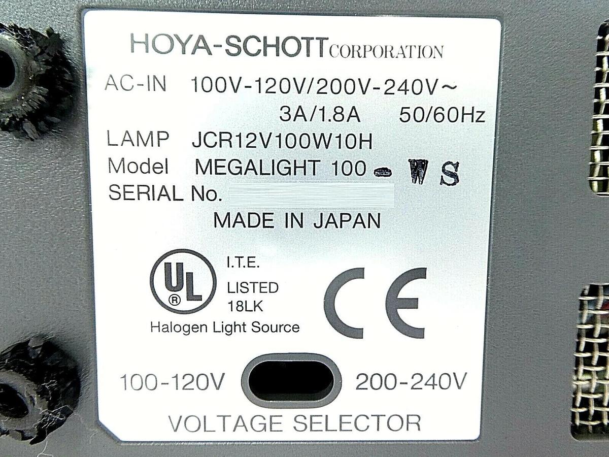 Used Hoya-Schott MegaLight 100-WS Fiber Optic Illuminator Panasonic LSC BP225-MJ
