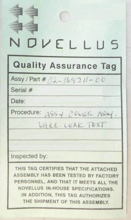 Refurbished Novellus Systems 02-169211-00 Cover Assembly Manufacturer Refurbished