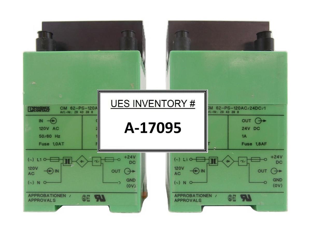 Used Phoenix Contact 2943398 DIN Power Supply CM 62-PS-120AC/24DC/1 Lot of 2 Working
