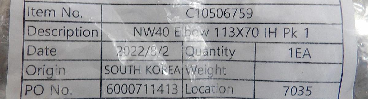 Edwards NRY6EZ000 iXH PTFE Check Valve M56104054 and Elbow C10506759 Kit New